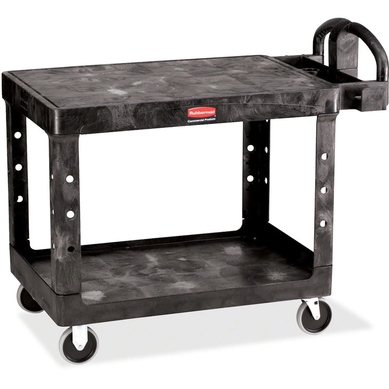 Rubbermaid Commercial 4525 HD 2-Shelf Utility Cart Flat Shelf (Med) - 2 - Push Handle - 500 lb Capacity - Hand Trucks &
