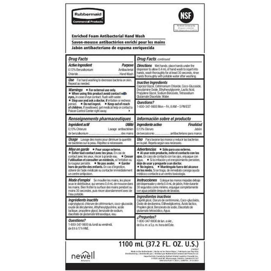 Rubbermaid Commercial AutoFoam Hand Sanitizer Foam Refill - Rear