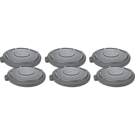 Rubbermaid Commercial Brute 20-Gallon Container Lid - Gray Plastic - 6/Carton - Waste Containers & Lids