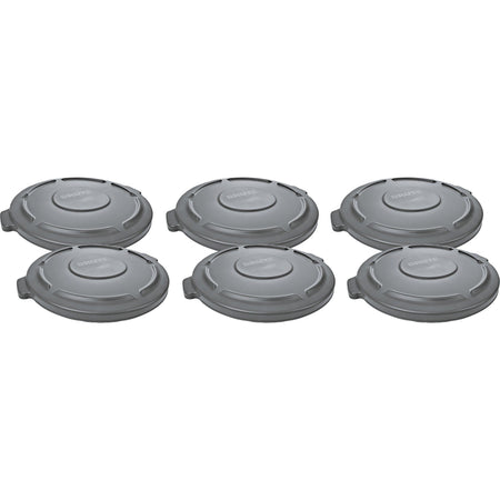 Rubbermaid Commercial Brute 20-Gallon Container Lid - Gray Plastic - 6/Carton - Waste Containers & Lids