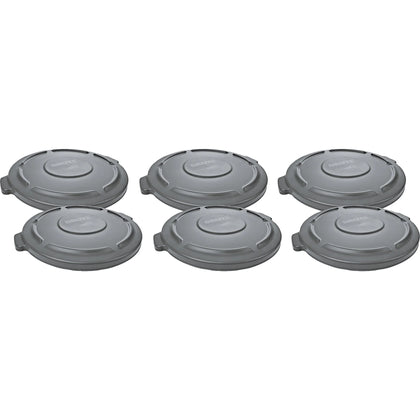 Rubbermaid Commercial Brute 20-Gallon Container Lid - Gray Plastic - 6/Carton - Waste Containers & Lids