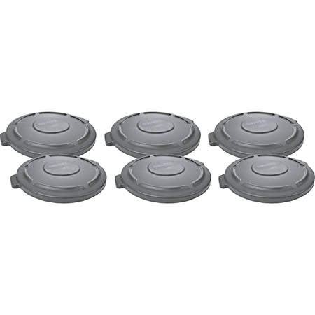 Rubbermaid Commercial Brute 20-Gallon Container Lid - Gray Plastic - 6/Carton - Waste Containers & Lids