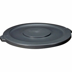 Rubbermaid Commercial Brute 32-Gallon Container Flat Lid - Round - Plastic - 1 Each - Gray - Waste Containers & Lids