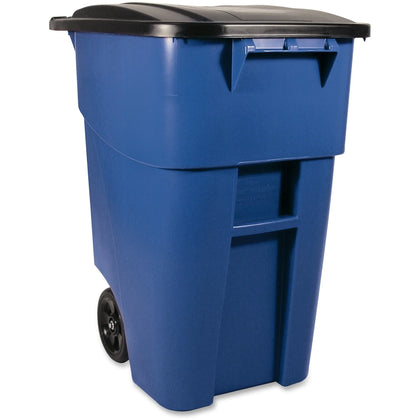 Rubbermaid Commercial Brute Rollout Container: 50 gal - Heavy Duty Mobility Locked Lid - Waste Containers & Lids