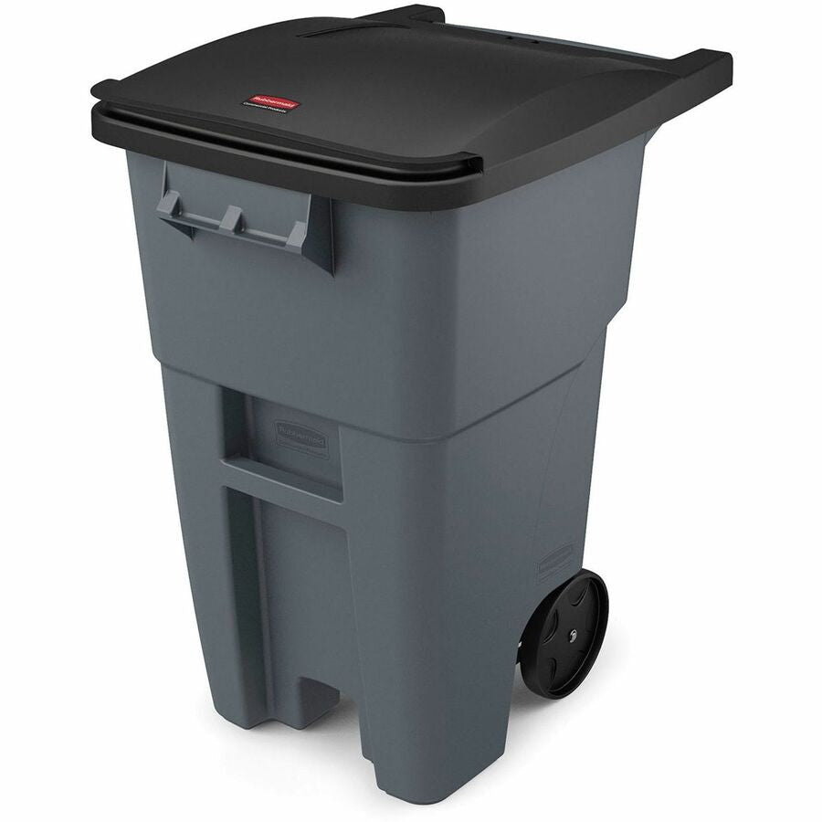 Rubbermaid Commercial Brute Rollout Container with Lid - Left