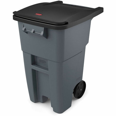 Rubbermaid Commercial Brute Rollout Container with Lid - Left
