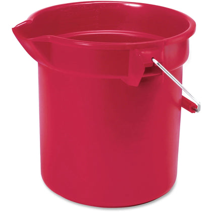 Rubbermaid Commercial Brute Utility Bucket - Heavy Duty 10-qt - Rust Resistant Steel & HDPE - Red Nickel Chrome