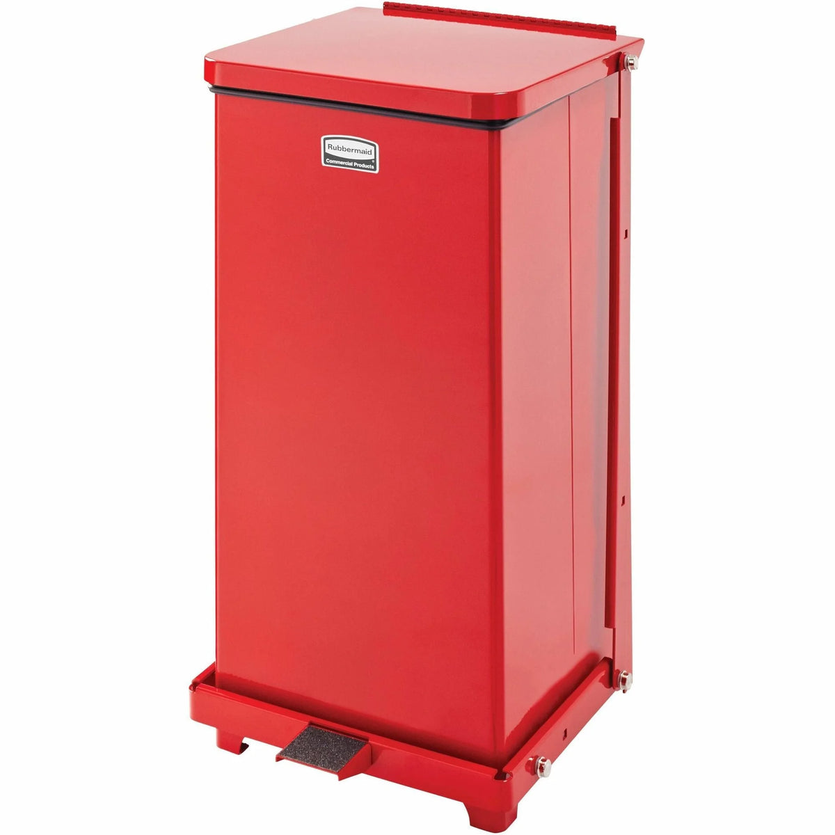 Rubbermaid Commercial Defenders Steel Step Can - 6.50 gal - Red - Waste Containers & Lids