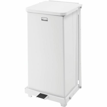 Rubbermaid Commercial Defenders Steel Step Can - 6.50 gal - White - Waste Containers & Lids