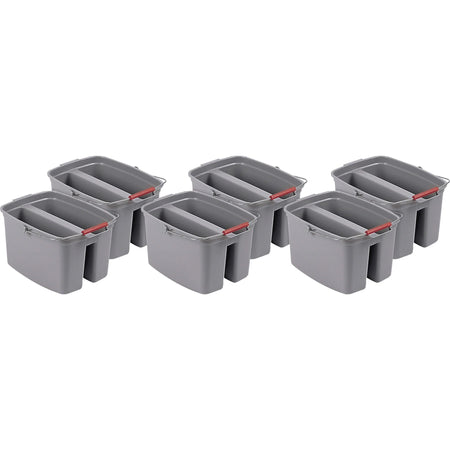 Rubbermaid Commercial Double Pail: 19 QT 4.75 gal Plastic Gray - 6/Carton - Buckets & Wringers