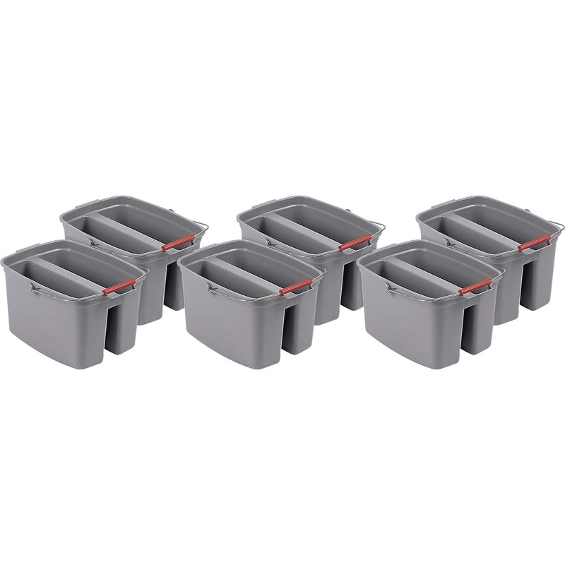 Rubbermaid Commercial Double Pail: 19 QT 4.75 gal Plastic Gray - 6/Carton - Buckets & Wringers