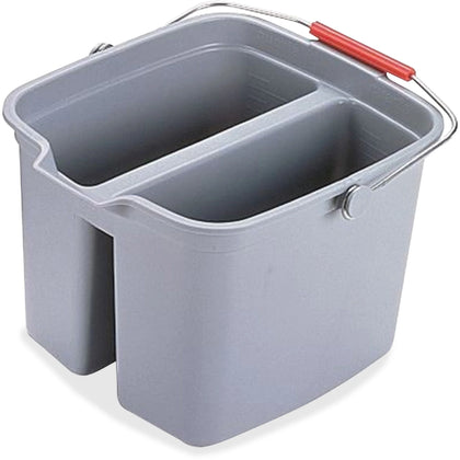 Rubbermaid Commercial Double Pail: 4.25 gal Sturdy Handle Plastic Gray - Buckets & Wringers