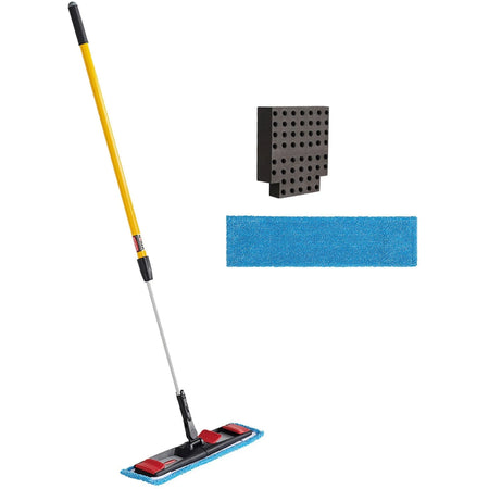 Rubbermaid Commercial Flat Mop Kit - Black - 1 Each - Mops & Refills