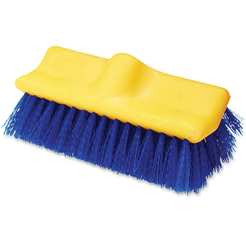Rubbermaid Commercial Floor Scrub Brush - Palmyra Bristle - Blue/Yellow - 6/Carton - Brushes