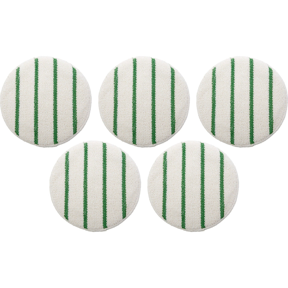 Rubbermaid Commercial Green Stripe Carpet Bonnet - 175 rpm to 300 Speed Supported - Scrub Strip - White - 5 / Carton