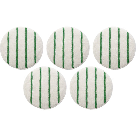 Rubbermaid Commercial Green Stripe Carpet Bonnet - 175 rpm to 300 Speed Supported - Scrub Strip - White - 5 / Carton