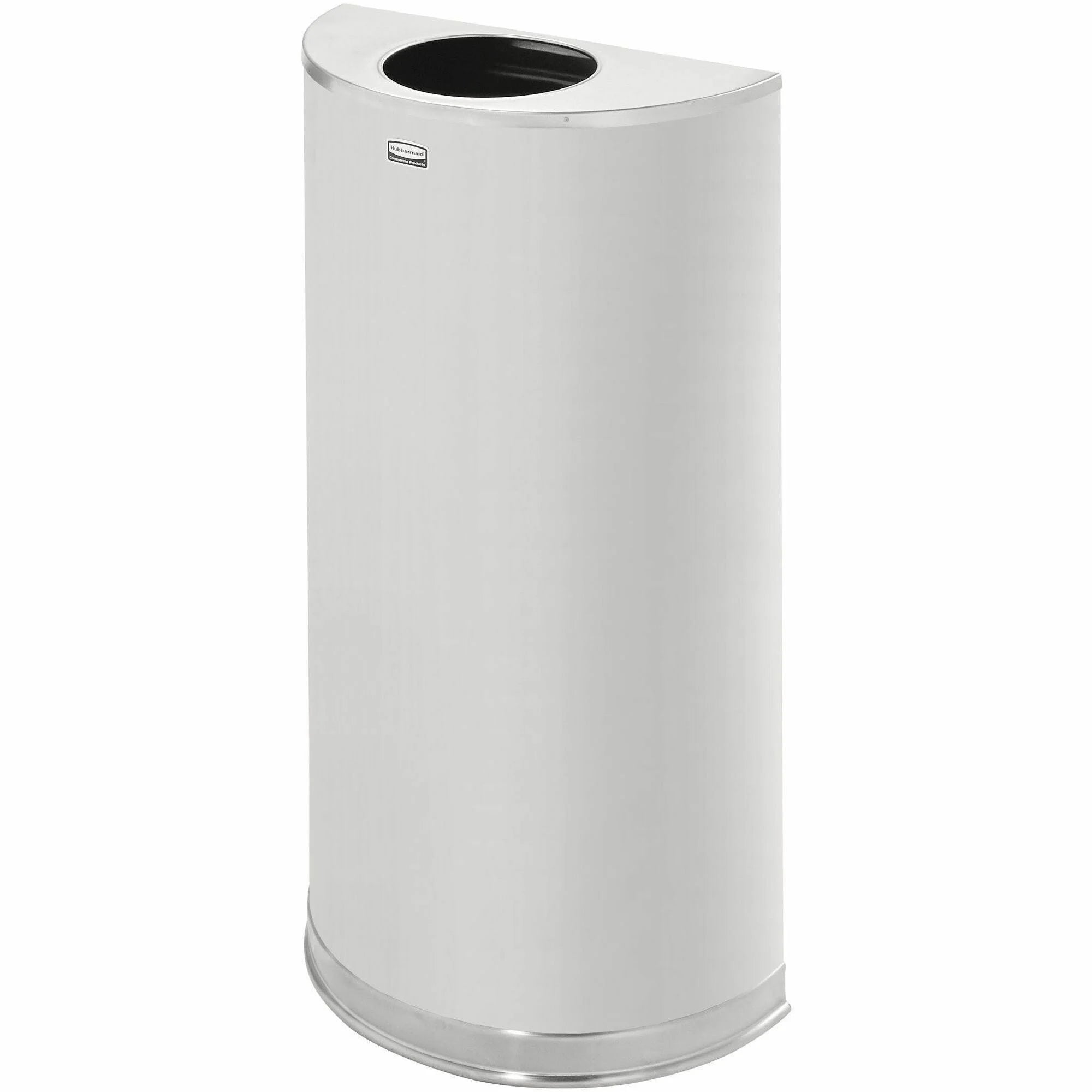 Rubbermaid Commercial Half Round Steel Receptacle - 12 Gallon Stainless Bin - Waste Containers & Lids