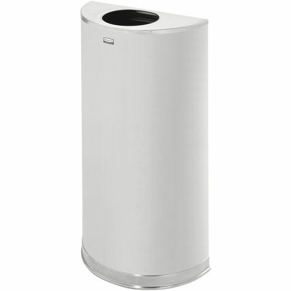 Rubbermaid Commercial Half Round Steel Receptacle - 12 Gallon Stainless Bin - Waste Containers & Lids