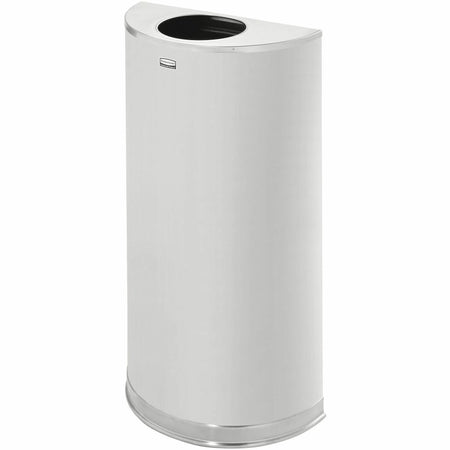 Rubbermaid Commercial Half Round Steel Receptacle - 12 Gallon Stainless Bin - Waste Containers & Lids