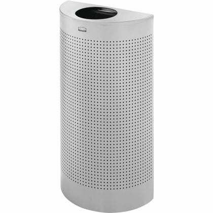 Rubbermaid Commercial Half Round Waste Receptacle - 12 gal Capacity - Silver Steel - Containers & Lids