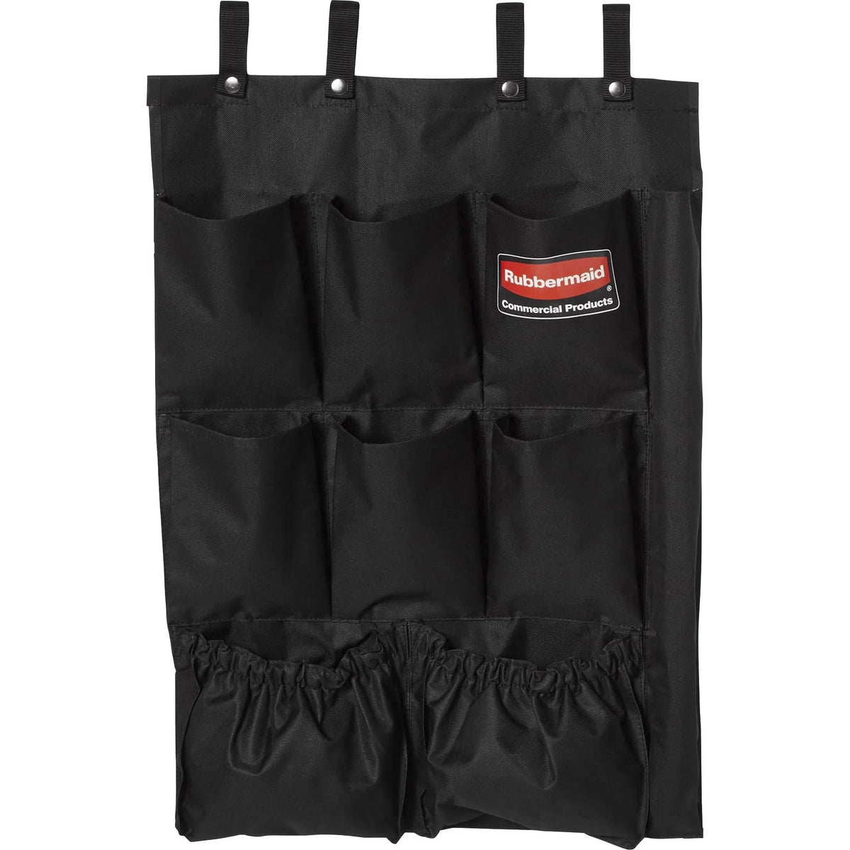 Rubbermaid Commercial Janitor’s Cart Hanging Organizer - 9 Pockets Black Fabric - Cleaning/Utility Carts