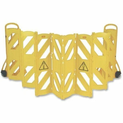 Rubbermaid Commercial Mobile Caution Barrier - Foldable 40’’ Height Yellow - Safety Signs