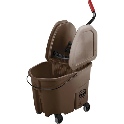 Rubbermaid Commercial Mop Bucket/Wringer Combo - 8.75 gal - Brown Plastic/Steel - Convenient Cleaning Solution
