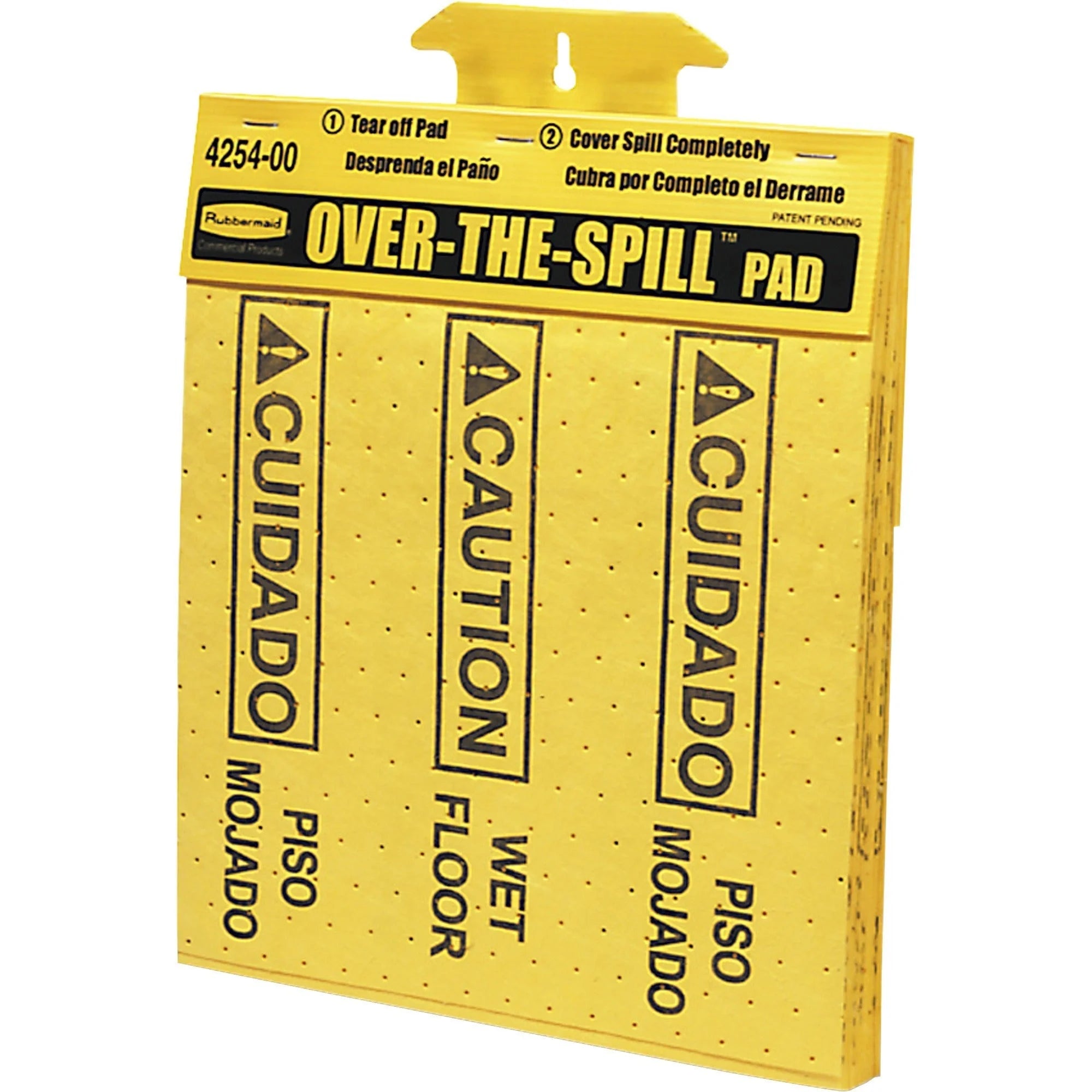 Rubbermaid Commercial Over-The-Spill Pads - Bilingual ’Caution Wet Floor’ - Strong Absorbent - 22 Pack - Spill Control