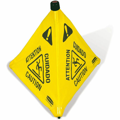 Rubbermaid Commercial Pop-Up Safety Cone - Multilingual Caution Message - Signs
