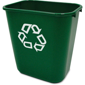 Rubbermaid Commercial Recycling Container: 7.03 gal Capacity Green Plastic - 12/Carton - Bins