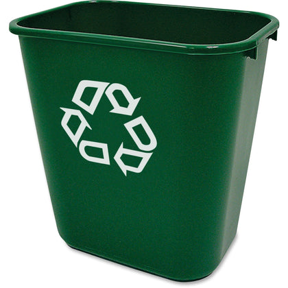 Rubbermaid Commercial Recycling Container: 7.03 gal Capacity Green Plastic - 12/Carton - Bins