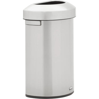 Rubbermaid Commercial Refine Half-Round Waste Container - 16 gal - Stainless Steel - Containers & Lids