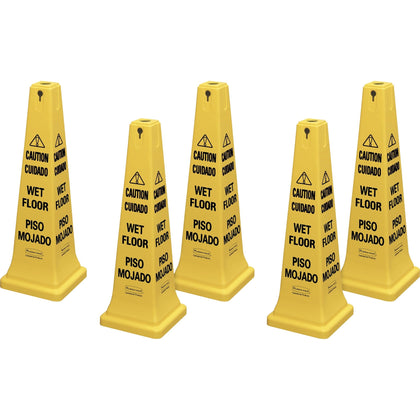 Rubbermaid Commercial Safety Cone - ’Caution’ & ’Wet Floor’ - Bright Yellow - Signs
