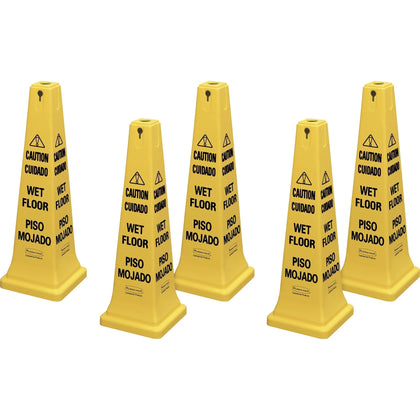 Rubbermaid Commercial Safety Cone - ’Caution’ & ’Wet Floor’ - Bright Yellow - Signs