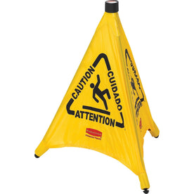Rubbermaid Commercial Safety Cone - Multilingual ’Caution’ Print - Durable Yellow - Signs