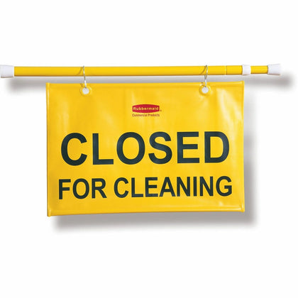 Rubbermaid Commercial Safety Sign: Closed for Cleaning - Multilingual Durable - Yellow - Signs