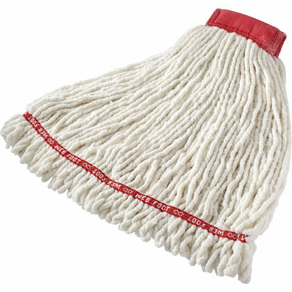 Rubbermaid Commercial Shrinkless Wet Mop - Medium Size - Durable Cotton Yarn - White - Mops & Refills