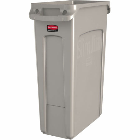 Rubbermaid Commercial Slim Jim 23-Gallon Waste Container - Durable Handle - Beige - Containers & Lids