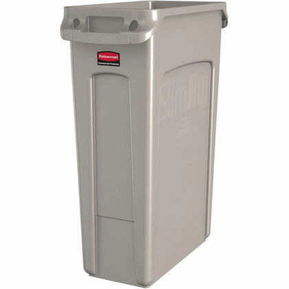 Rubbermaid Commercial Slim Jim 23-Gallon Waste Container - Durable Handle - Beige - Containers & Lids