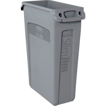 Rubbermaid Commercial Slim Jim 23-Gallon Waste Containers - Durable Rectangular Design - & Lids