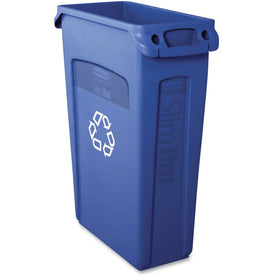 Rubbermaid Commercial Slim Jim Container - 23 gal Capacity - Blue - Recycling Bins