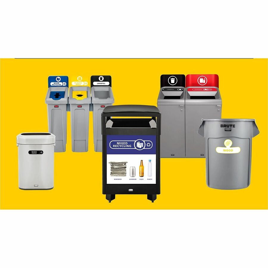 Rubbermaid Commercial Slim Jim Recycling Station 1-Stream Bottles/Cans, 23 Gal - Alternate-Image6