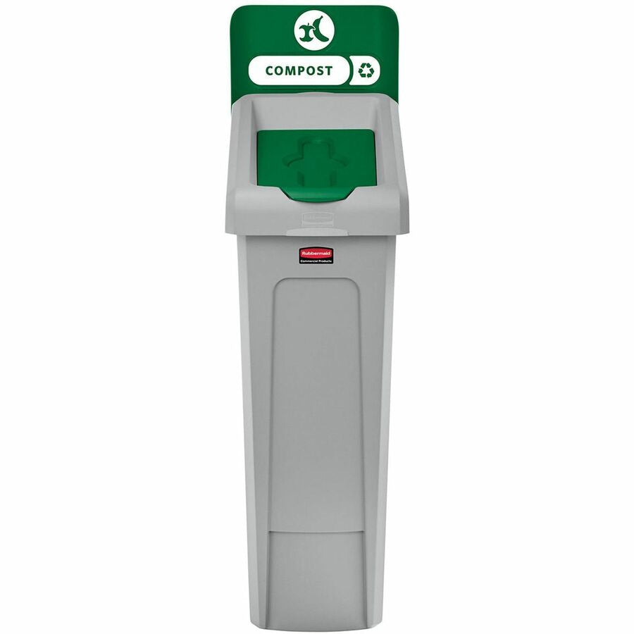Rubbermaid Commercial Slim Jim Recycling Station 1-Stream Compost, 23 Gal - Front
