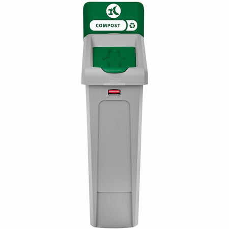Rubbermaid Commercial Slim Jim Recycling Station 1-Stream Compost, 23 Gal - Front