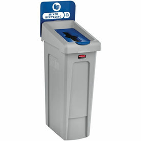 Rubbermaid Commercial Slim Jim Recycling Station - 23 Gal Capacity - Durable 1-Stream Mixed - Bins