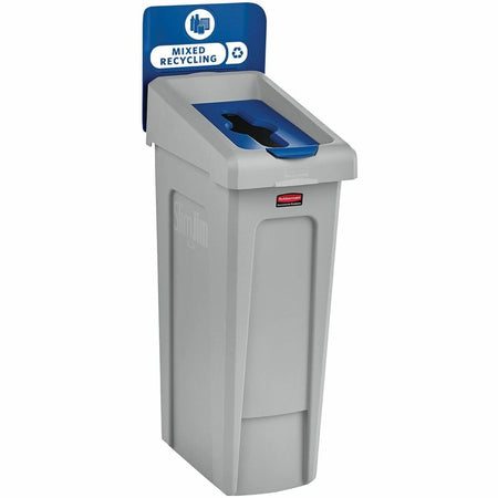 Rubbermaid Commercial Slim Jim Recycling Station - 23 Gal Capacity - Durable 1-Stream Mixed - Bins