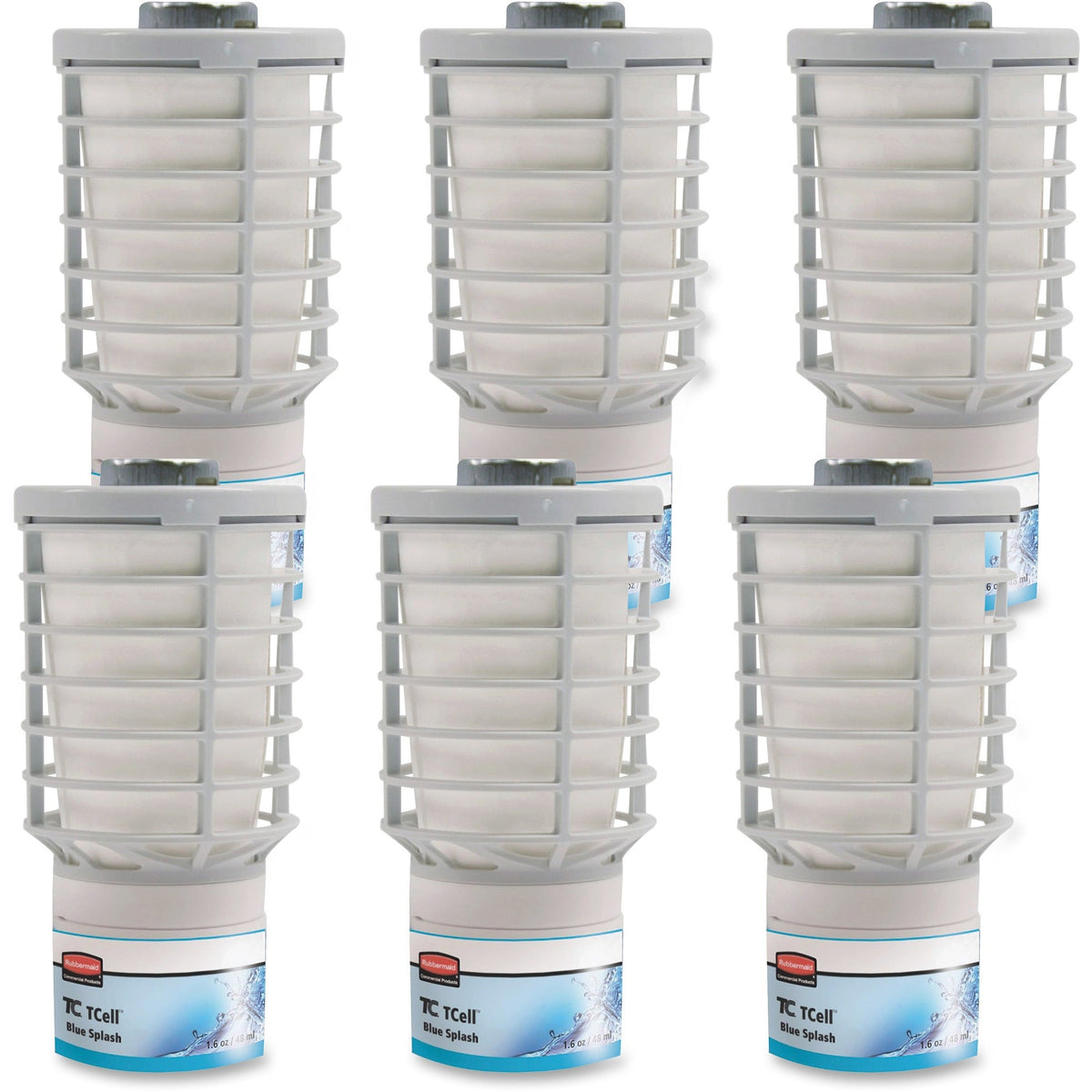Rubbermaid Commercial TCell Odor Control Dispenser Refills - 6000 ft² - 1.6 fl oz (0.1 quart) - Blue Splash - 90 Day