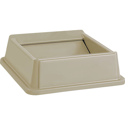 Rubbermaid Commercial Untouchable Swing Top - Beige Square Bin - Waste Containers & Lids