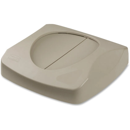 Rubbermaid Commercial Untouchable Swing Top Lid - Beige - 1 Each - Waste Containers & Lids
