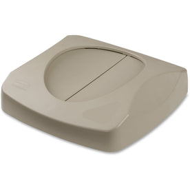 Rubbermaid Commercial Untouchable Swing Top Lid - Beige - 6/Carton - Waste Containers & Lids